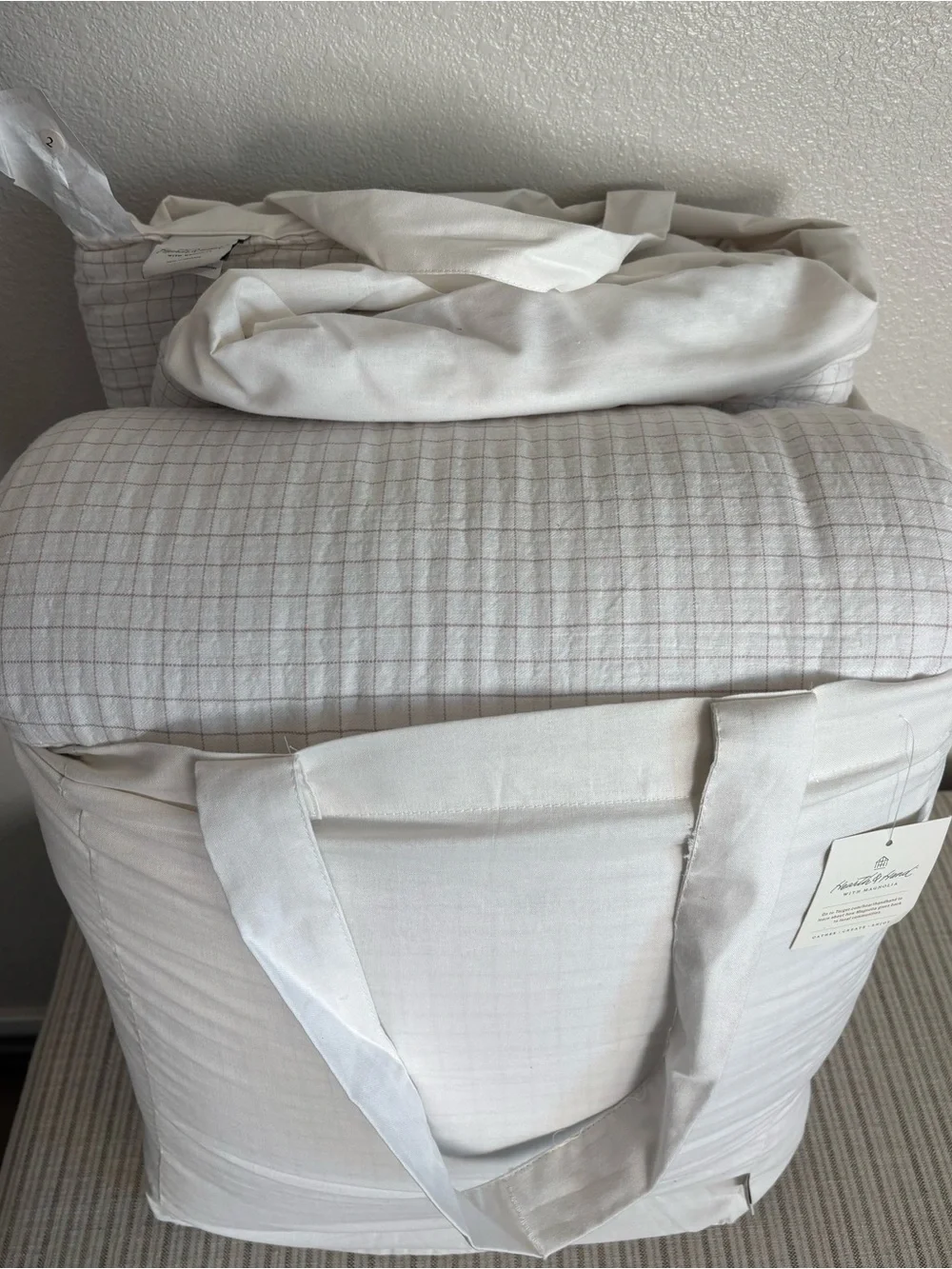 NWT 3pc King Mini Grid Stitch Comforter Bedding Set Twilight Taupe Hearth & Hand